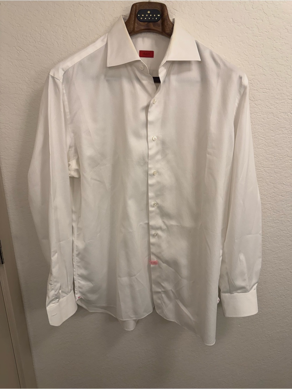 Isaia White Dress Shirt 18.5 XXL Italy - Read